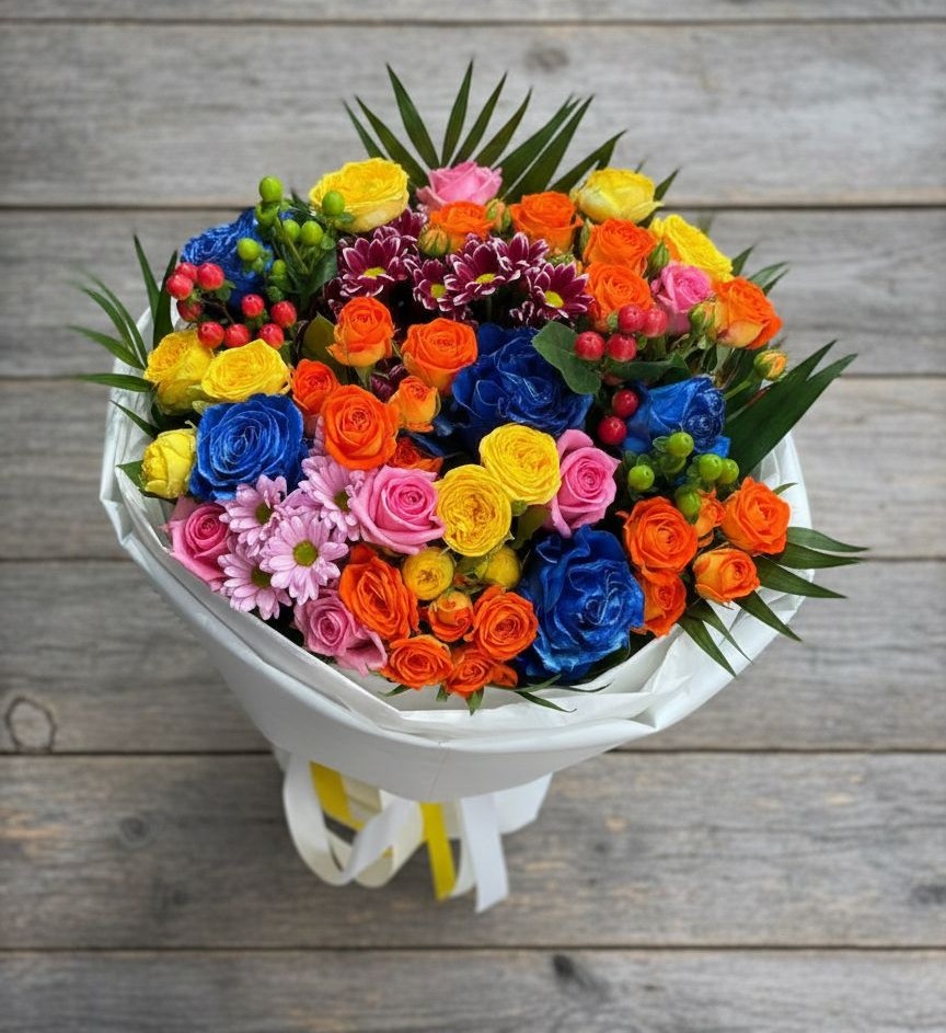 Букет цветов из: Розы и Хризантемы в Красночервонном