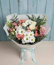 Букет цветов из:  Розы, Лизиантусы и Хризантемы #REPLACE_PRED# Красночервонном