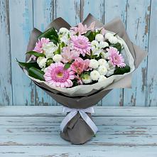 Букет цветов из:  Герберы, Альстромерии и Хризантемы в Красночервонном