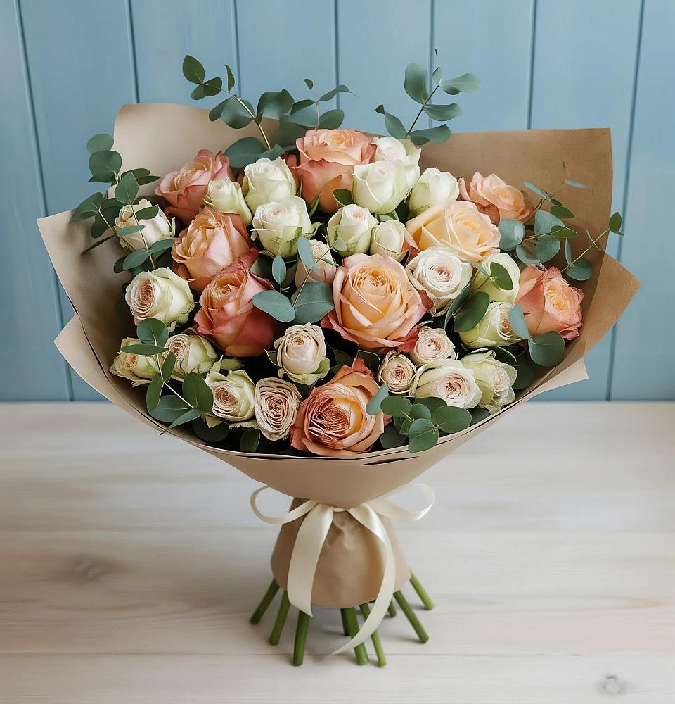 Букет цветов из: Альстромерии и Розы в Красночервонном