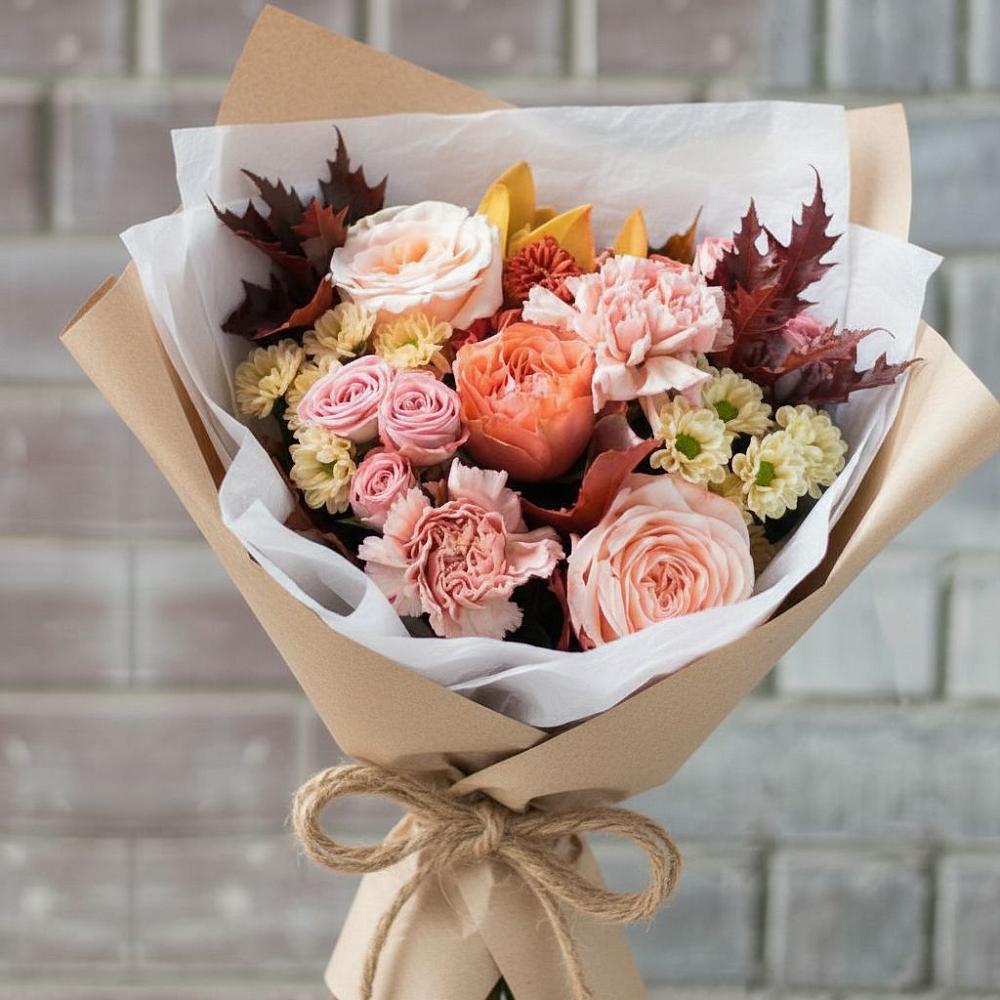 Букет цветов из: Гвоздики, Хризантемы и Розы в Красночервонном