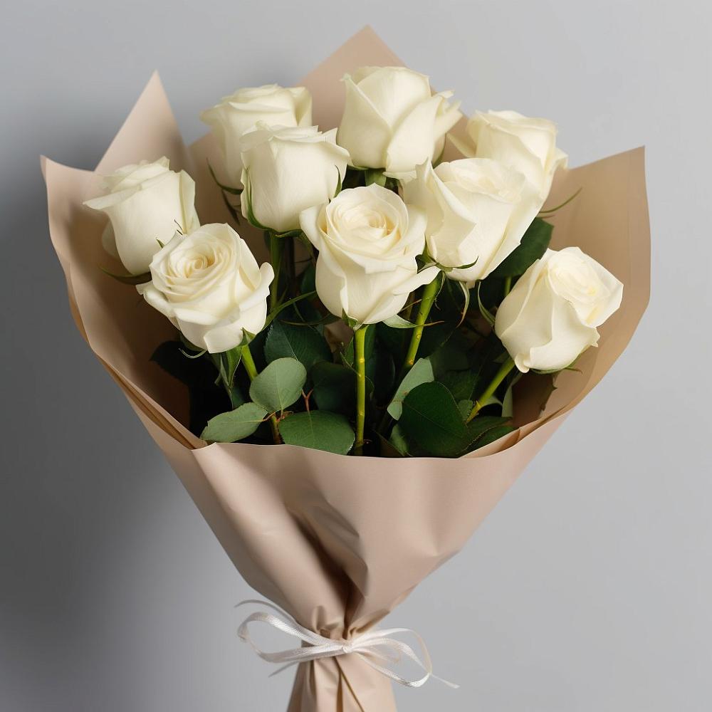 Букет 9 Белых роз Эдлесс Лав в Красночервонном