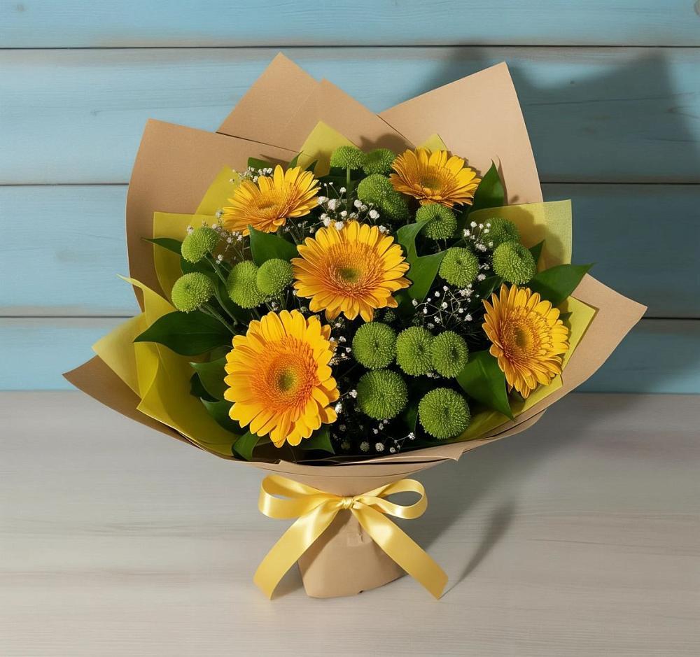 Букет цветов из: Герберы и Хризантемы в Красночервонном