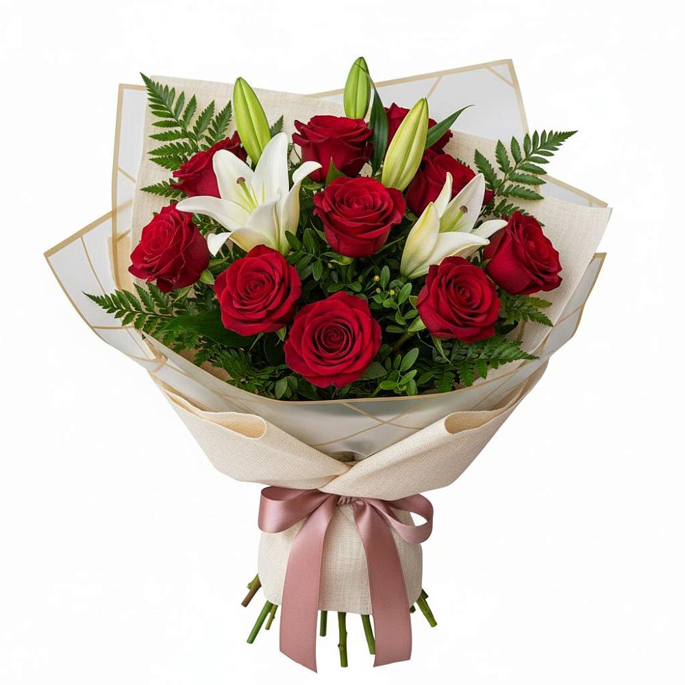 Букет цветов из: Лилии и Розы в Красночервонном