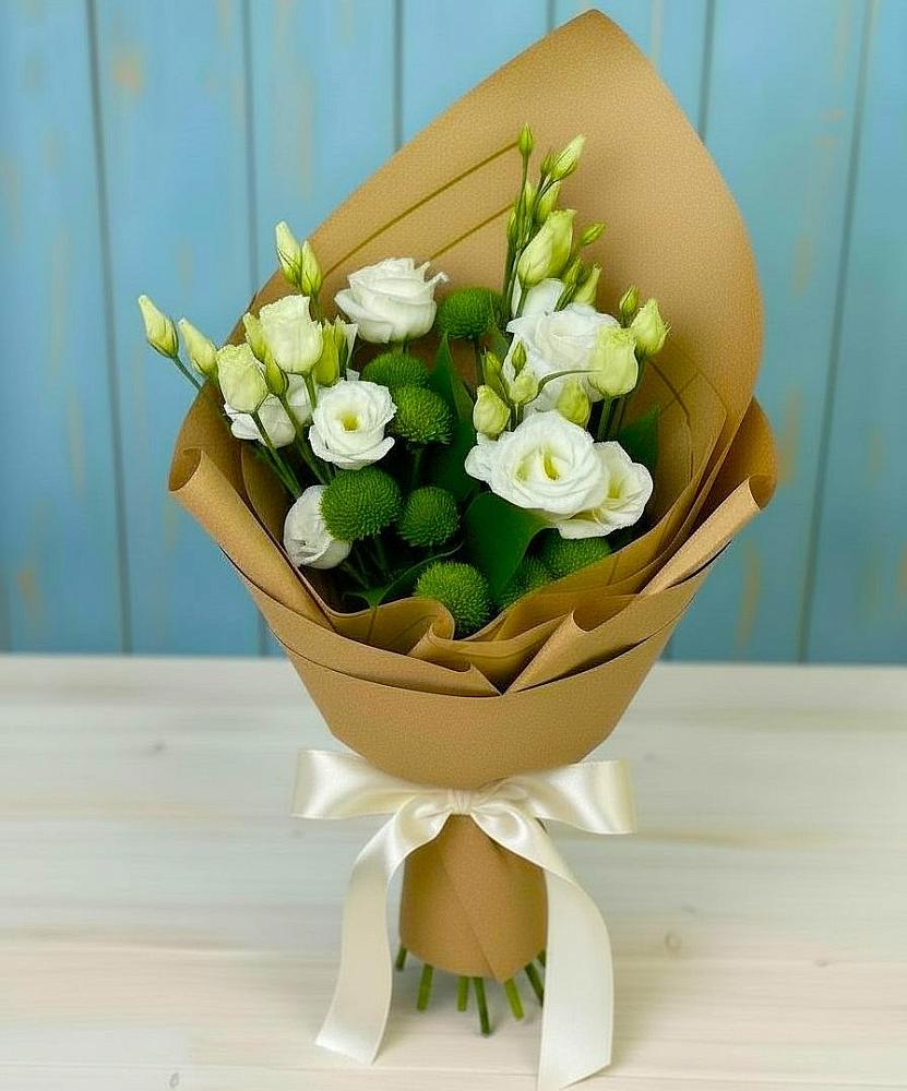 Букет цветов из: Хризантемы и Лизиантусы в Красночервонном