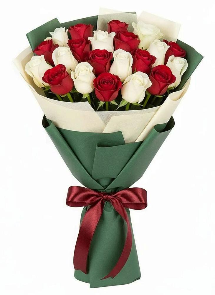 Букет Микс из красных и белых роз в Красночервонном