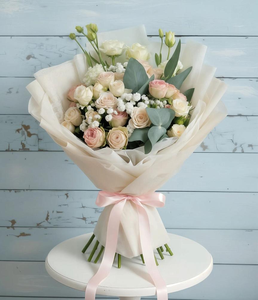 Букет цветов из: Розы и Лизиантусы в Красночервонном