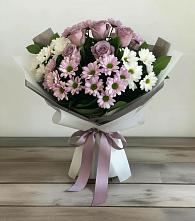 Букет цветов из:  Хризантемы и Розы #REPLACE_PRED# Красночервонном