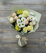 Букет цветов из:  Альстромерии, Розы и Хризантемы #REPLACE_PRED# Красночервонном